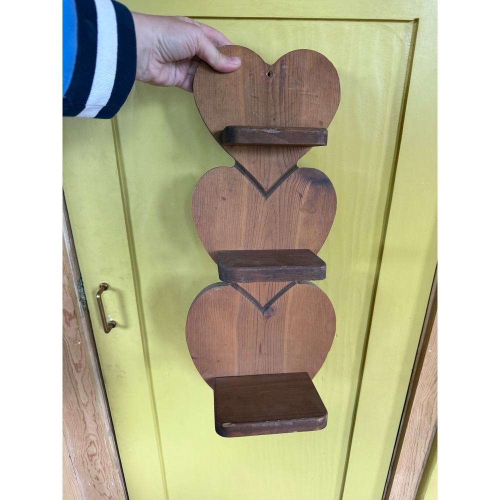 Vintage Cottage core Heart Wall Shelf for Trinkets